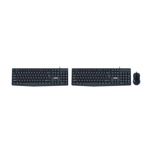 2PK Laser Wired Office Keybord and Mouse Ergonomic Portable Combo Set Black