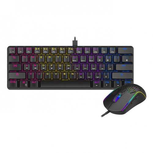 Laser Gaming Mini RGB Wired Keyboard & Mouse Combo - Black