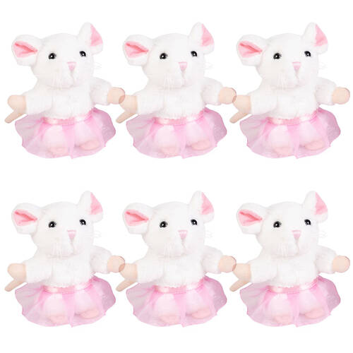 6PK Living Nature Play Tutu Mice Plush Toy 12cm - Assorted 0y+