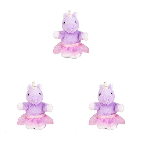 3PK Little Living Nature Play Tutu Unicorn Plush Toy 14cm - Assorted 3y+