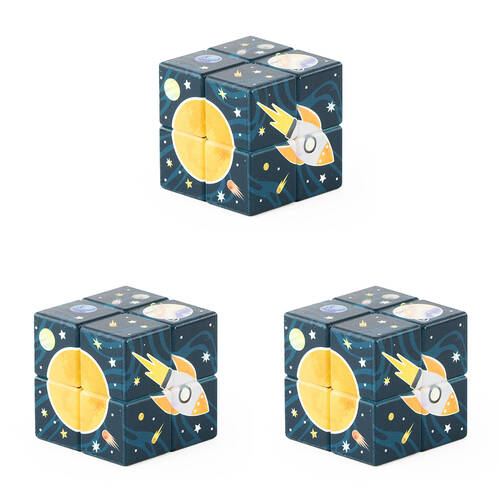 3PK Keycraft Plastic Space Magic Puzzle Cube Stress Relief Toy 5x5cm 3y+