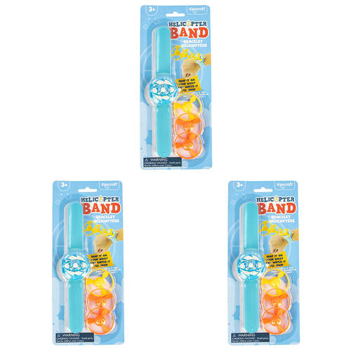 3PK Keycraft Flying Disc Slap Bands Bracelet Helicopter - Assorted 3y+