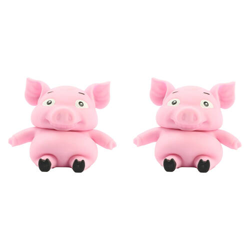 2PK Keycraft Stretch N Smash Squishy Pig Toy - Assorted Pink 3y+