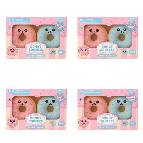 4PK 2pc Keycraft Sprinkle Squeeze Donut Kids Sensory Toy Blue And Pink