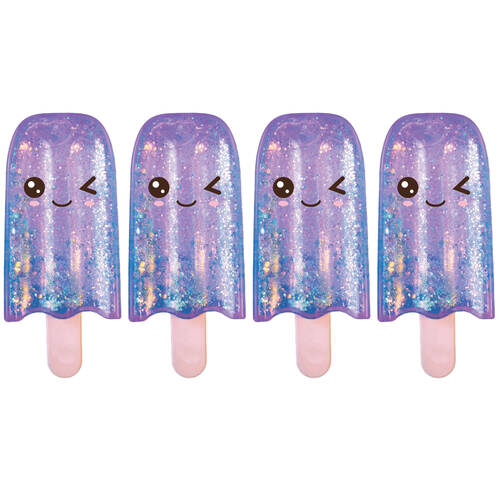 4PK Keycraft Squishy Glitter Pop Ice Block Kids Sensory Toy Assorted