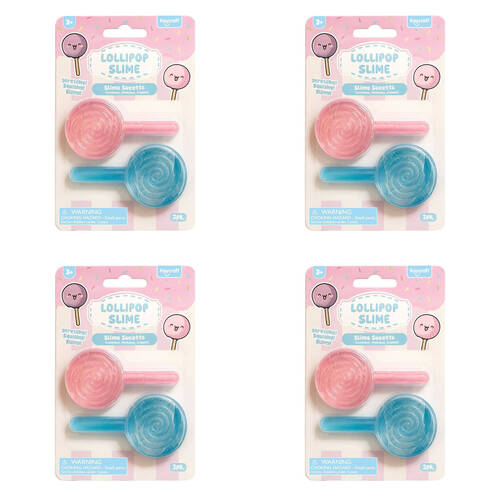 4x 2pc Keycraft Lollipop Shaped Slime Kids Sensory Toy Blue And Pink