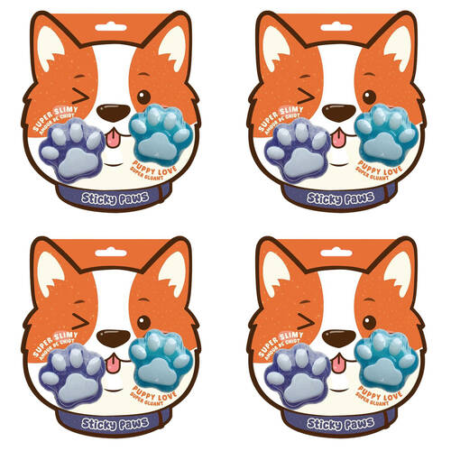 4x 2pc Keycraft Paw Shaped Sticky Slime Kids/Children's Sensory Toy Multicoloured;