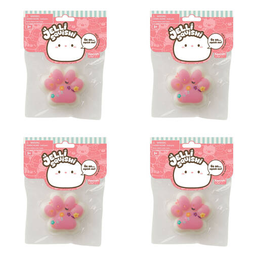 4PK Keycraft Jelli Squishi Small Paw Print Kids Sensory Toy Assorted
