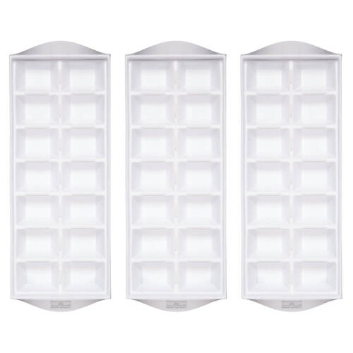 3PK Barcraft Plastic Flexible 14-Ice Cube Tray Mould - White
