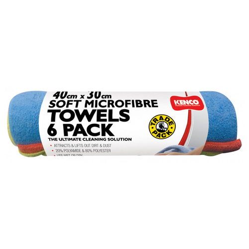 6pc Kenco 40x30cm Microfibre Towels