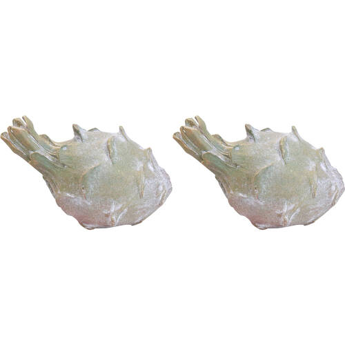 2PK LVD Poly Resin Artichoke Decoration Sculpture Large 19.5x11cm