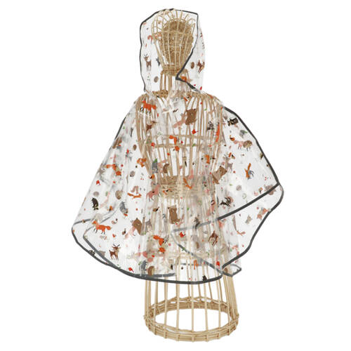 Esschert Design Children's Poncho Forest Animals Transparent Rain Coat