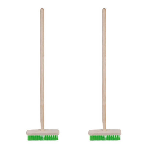 2PK Esschert Design Kids Sized Wooden Broom Pretend Gardening Toy 80cm Green