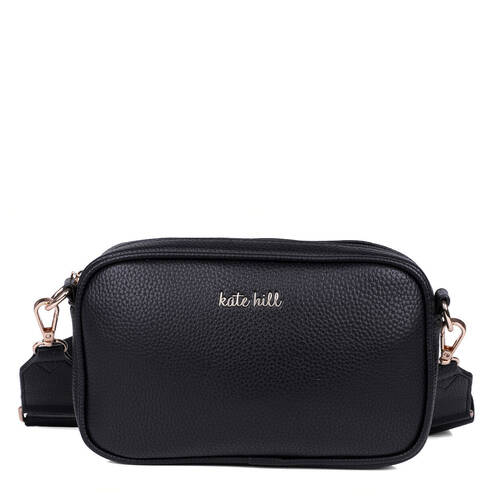 Kate Hill Women's Cleo Crossbody Shoulder Bag Adjustable Strap 21.5x5.5cm Black