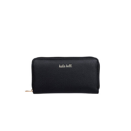 Kate Hill Women's Wanda Zippered Wallet Purse w/ Card Holder Black