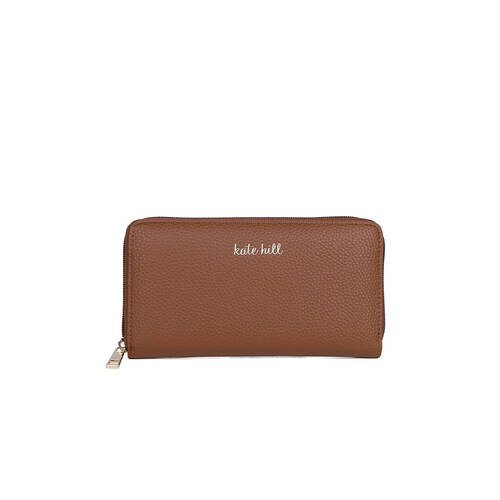 Kate Hill Women's Wanda Zippered Wallet Purse w/ Card Holder Brown