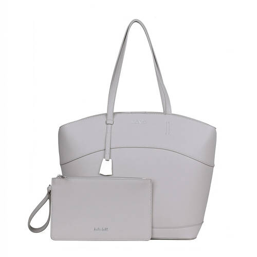 2pc Kate Hill Women's Tina Shoulder Tote Bag w/ Adjustable Strap & Pouch Grey