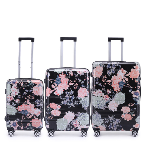 3pc Kate Hill Bloom Wheeled Trolley Hard Suitcase Luggage Set Floral 