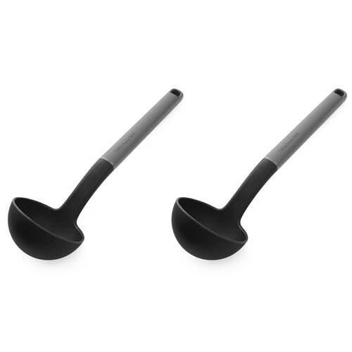 2PK KitchenAid Classic Nylon Serving Ladle/Spoon Cooking Utensil Charcoal Grey