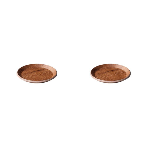 2PK Kinto Cast Plywood Drink Coaster Round 10cm - Teak