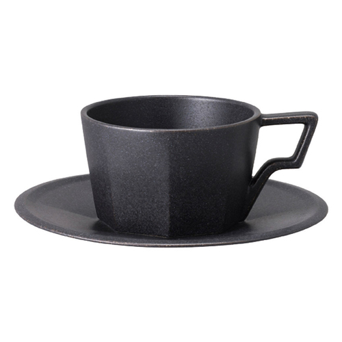 Kinto Oct 220ml Porcelain Cup & Saucer Set - Black