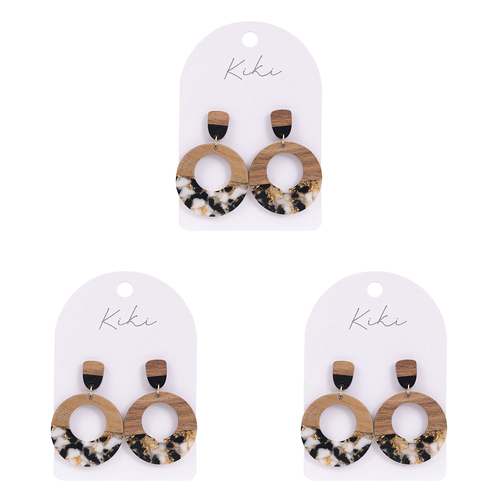 3PK Splosh KiKi Black & White Hoop Earrings Women Fashion Jewellery 5cm