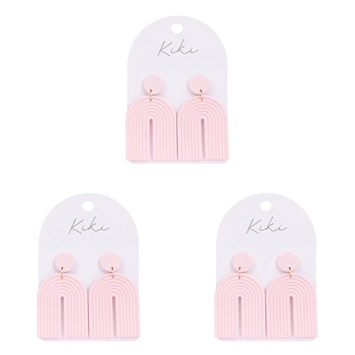 3PK Splosh KiKi Pink Arch Earrings Women Fashion Jewellery 6.5cm