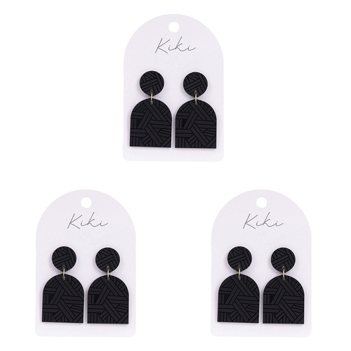 3PK Splosh KiKi Black Geo Earrings Women Fashion Jewellery 7cm