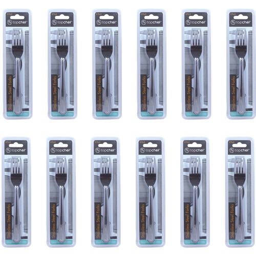 12x 4pc Topchef Stainless Steel Table Forks Cutlery Set 18cm Silver
