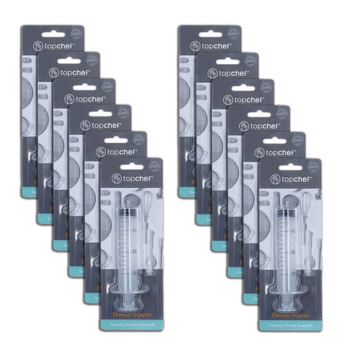 12PK Topchef Disposable Flavour Marinade Injector Syringe 4.5x2.5cm Clear