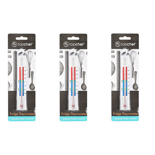 3PK Topchef Kitchen Refrigerator & Freezer Hanging Thermometer 15x3cm White
