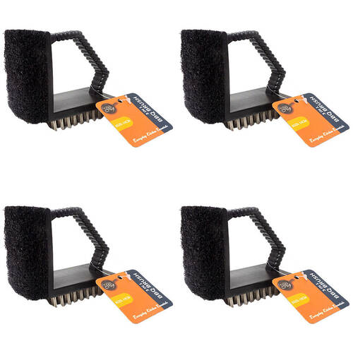 4PK Topchef 3-In-1 Multi Surface Barbeque Cleaning Brush 15cm Black