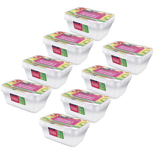 8x 4pc Topchef 1500ml Rectangluar Food Storage Container
