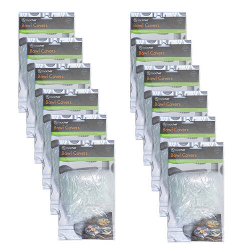 12x 10pc Topchef Round Disposable Bowl Covers Set 5-25cm Clear Assorted