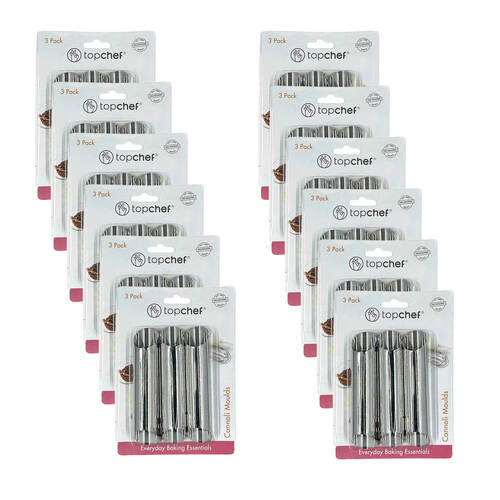 12x 3pc Topchef Stainless Steel Cannoli Moulds Baking Utensil Set Silver