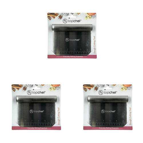 3PK Topchef Stainless Steel Dough Cutter/Scraper Baking Utensil Set Silver