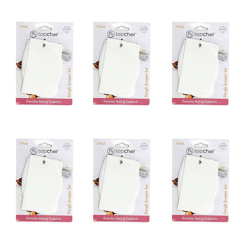 6x 3pc Topchef Dough Scraper/Cutter Baking Utensil Set White Assorted