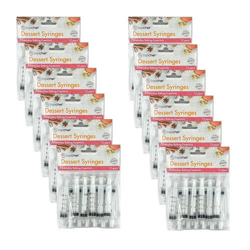 12x 12pc Topchef Dessert Decorating Syringe Dispenser Set 8.5cm White