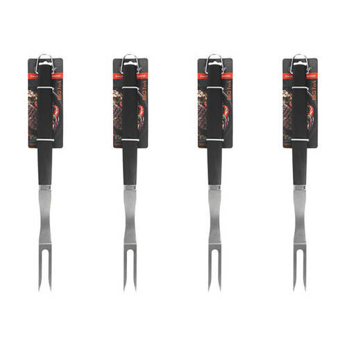 4PK Topchef Stainless Steel Long Handle Barbeque Grilling Fork 46cm Black/Silver