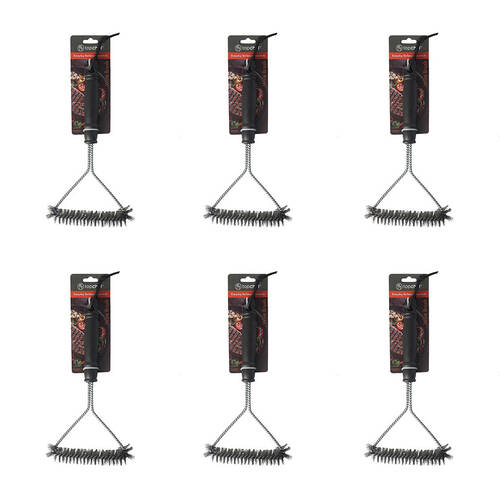 6PK Topchef Barbeque Grill Iron Wire Brush Cleaning Tool Black/Silver