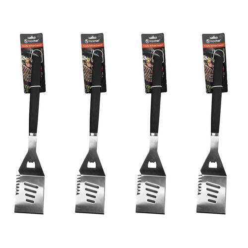 4PK Topchef Stainless Steel Barbeque Grill Turner w/ Indents Black/Silver