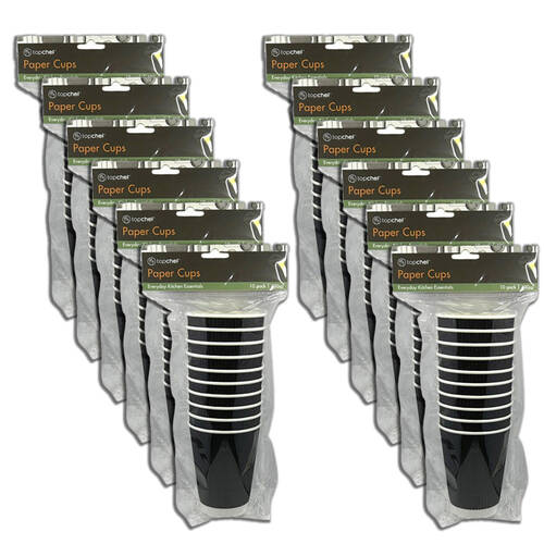 12x 10pc Topchef Disposable Paper Drinking Cups 400ml/12oz Assorted