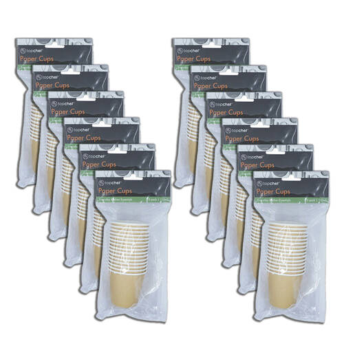 12x 15pc Topchef Disposable Paper Drinking Cups 110ml/4oz Assorted