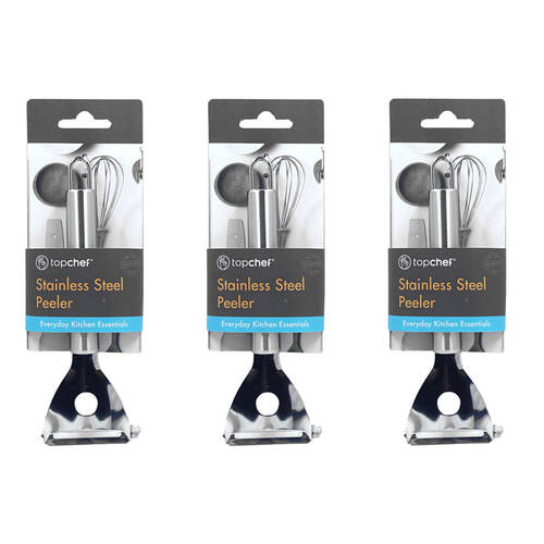 3PK Topchef Stainless Steel Potato Peeler Kitchen Utensil 18cm Silver