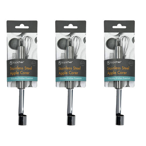 3PK Topchef Stainless Steel Apple Corer Kitchen Utensil 19.5cm Silver