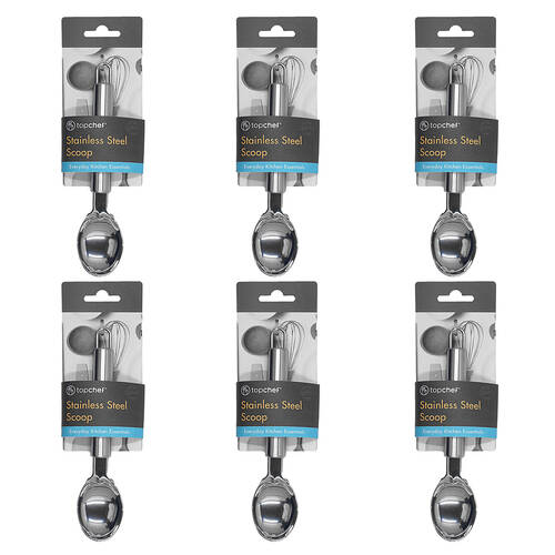 6PK Topchef Stainless Steel Scoop Spoon Kitchen Utensil 19.5cm Silver