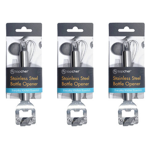 3PK Topchef Stainless Steel Bottle Opener Kitchen Utensil 17cm Silver