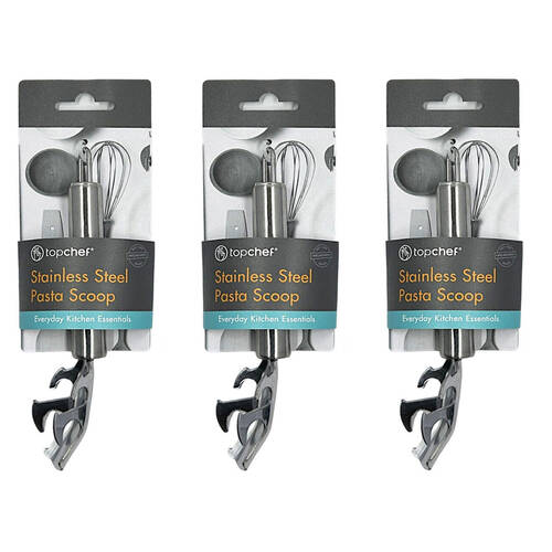 3PK Topchef Stainless Steel Pasta Scoop Kitchen Utensil 18.5cm Silver