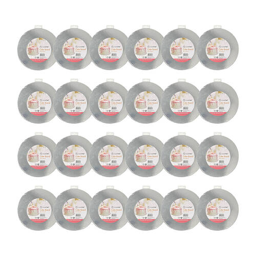 24PK Topchef 25cm Round Cake Board Baking Accessory - Grey