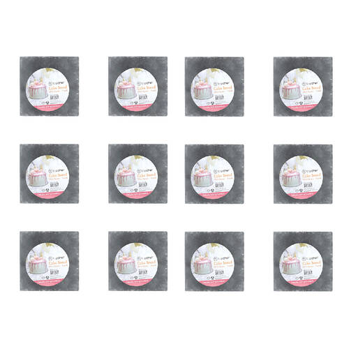 24pc Topchef 20cm Square Cake Board Baking Accessory - Grey